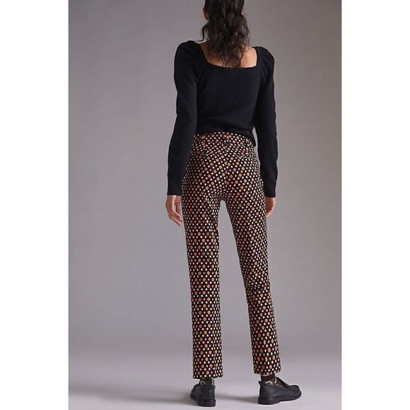 Anthropologie Maeve Kick Flare Trouser Pants Star Black Colorful Boho US 2 NEW - Picture 3 of 4